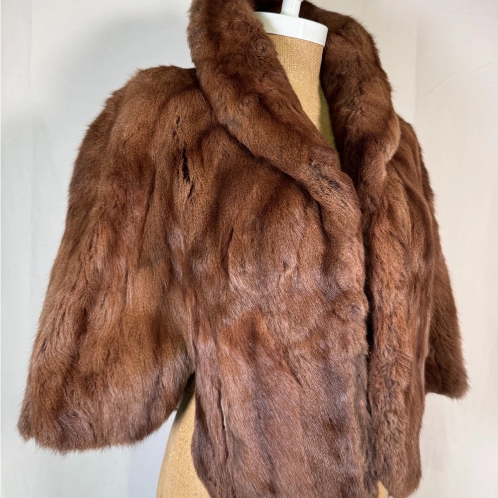 Genuine soft brown Mink Fur cape/ stole wrap